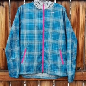 Nike blue plaid lightweight windbreaker jacket